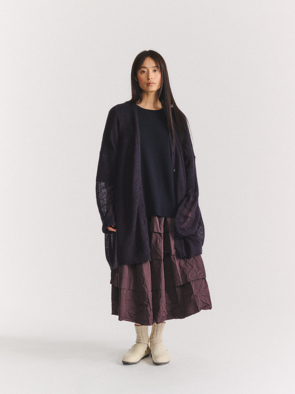 CARDIGAN - MOHAIR VOILE - NAVY