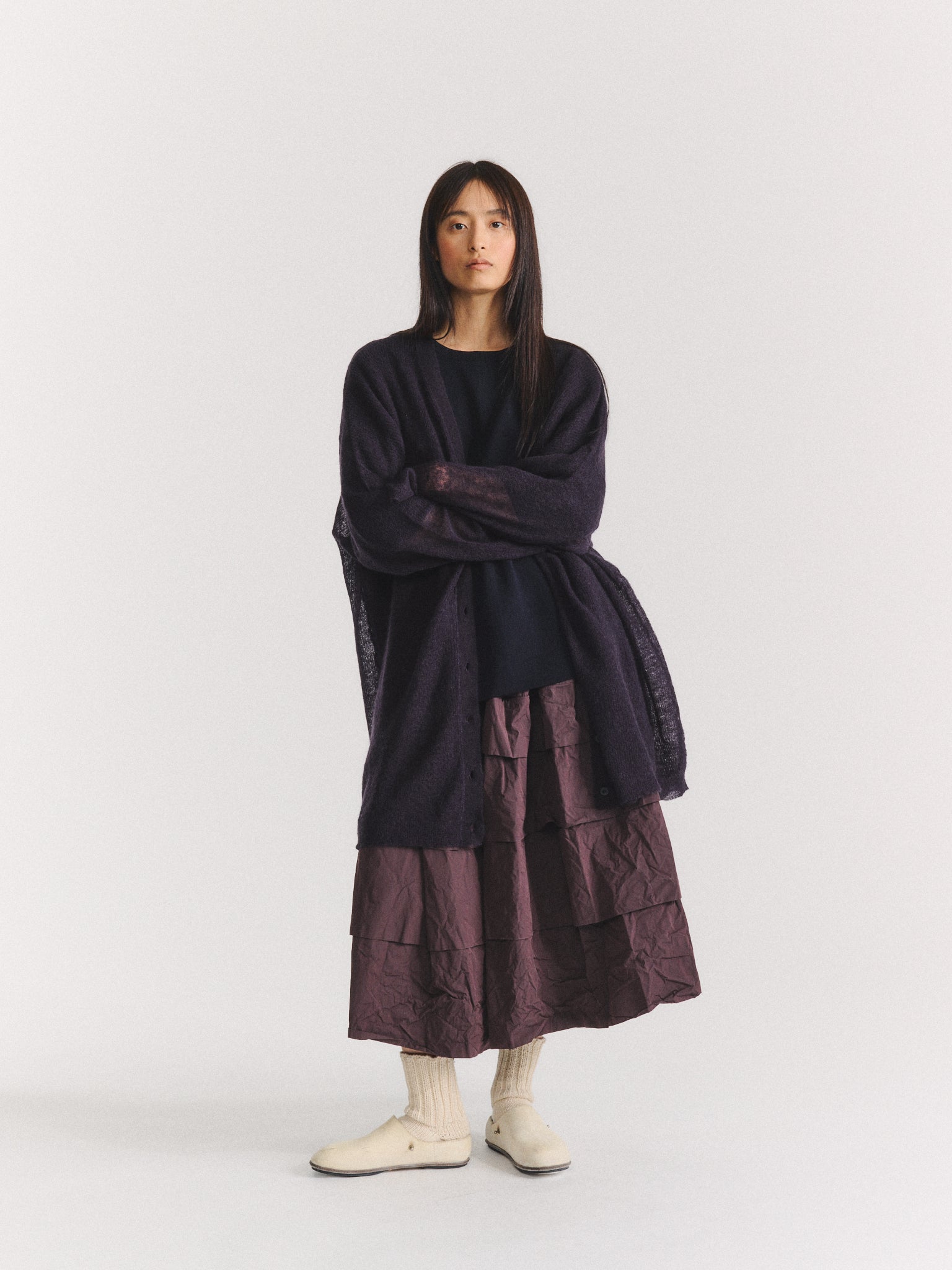 CARDIGAN - MOHAIR VOILE - NAVY
