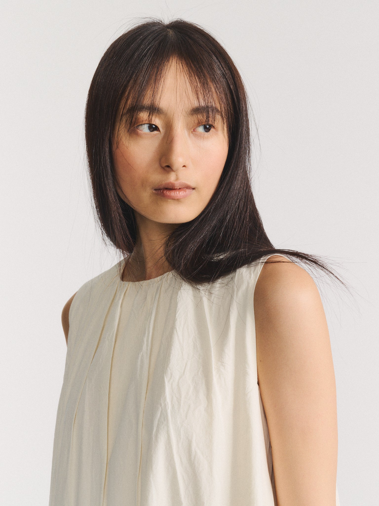 Robe Pomme Ruchee - Popeline Chalk - Blanc Cassé