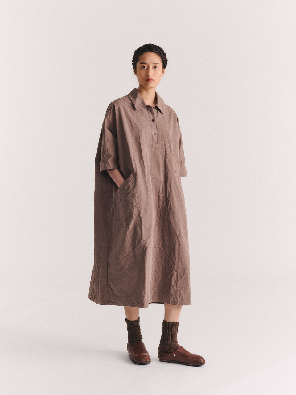 TATIANA DRESS - TOUGH COT - TABAC