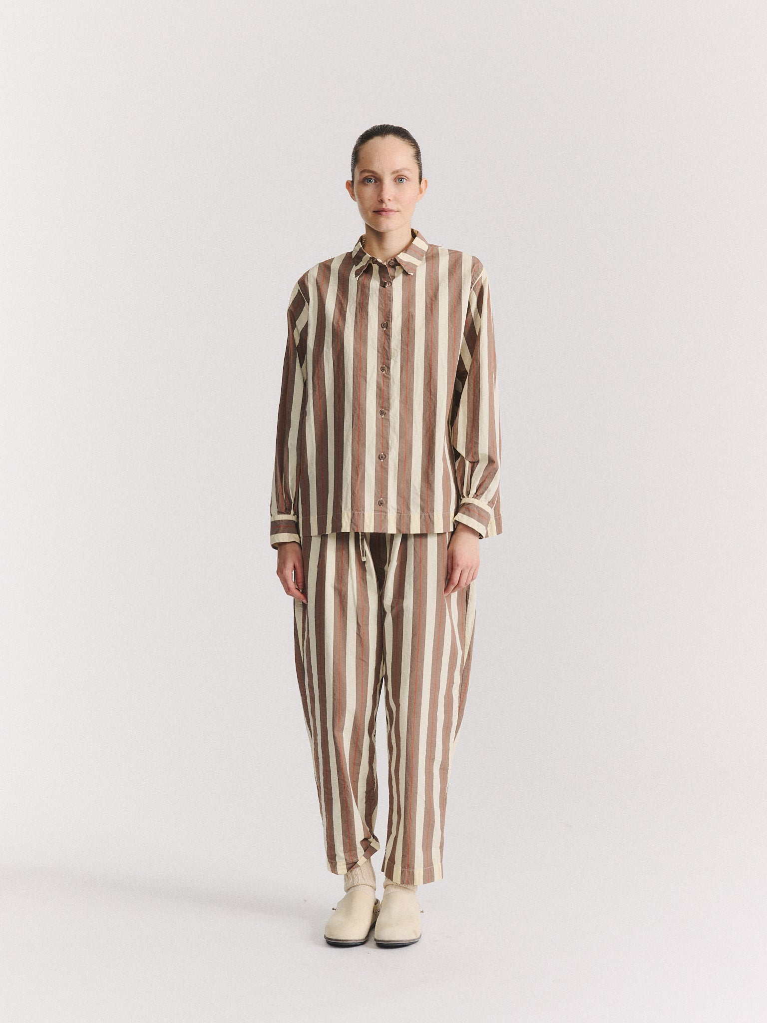 BIGGY SHIRT - PAPER COT STRIPE - BEIGE STRIPE