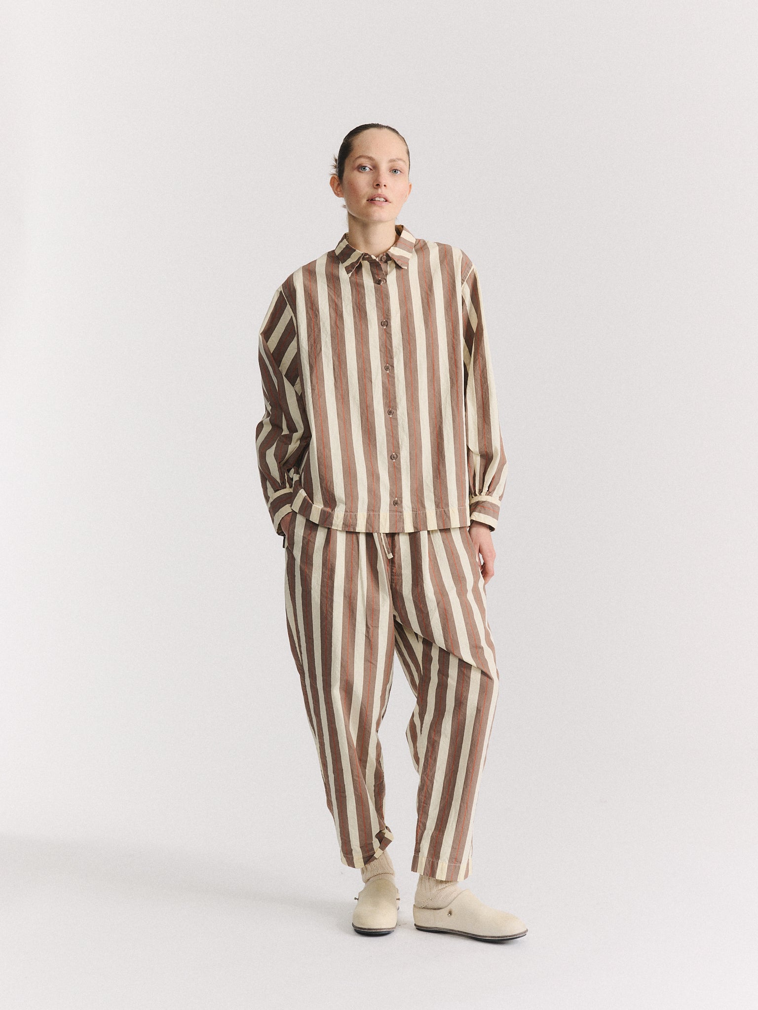 BIGGY SHIRT - PAPER COT STRIPE - BEIGE STRIPE