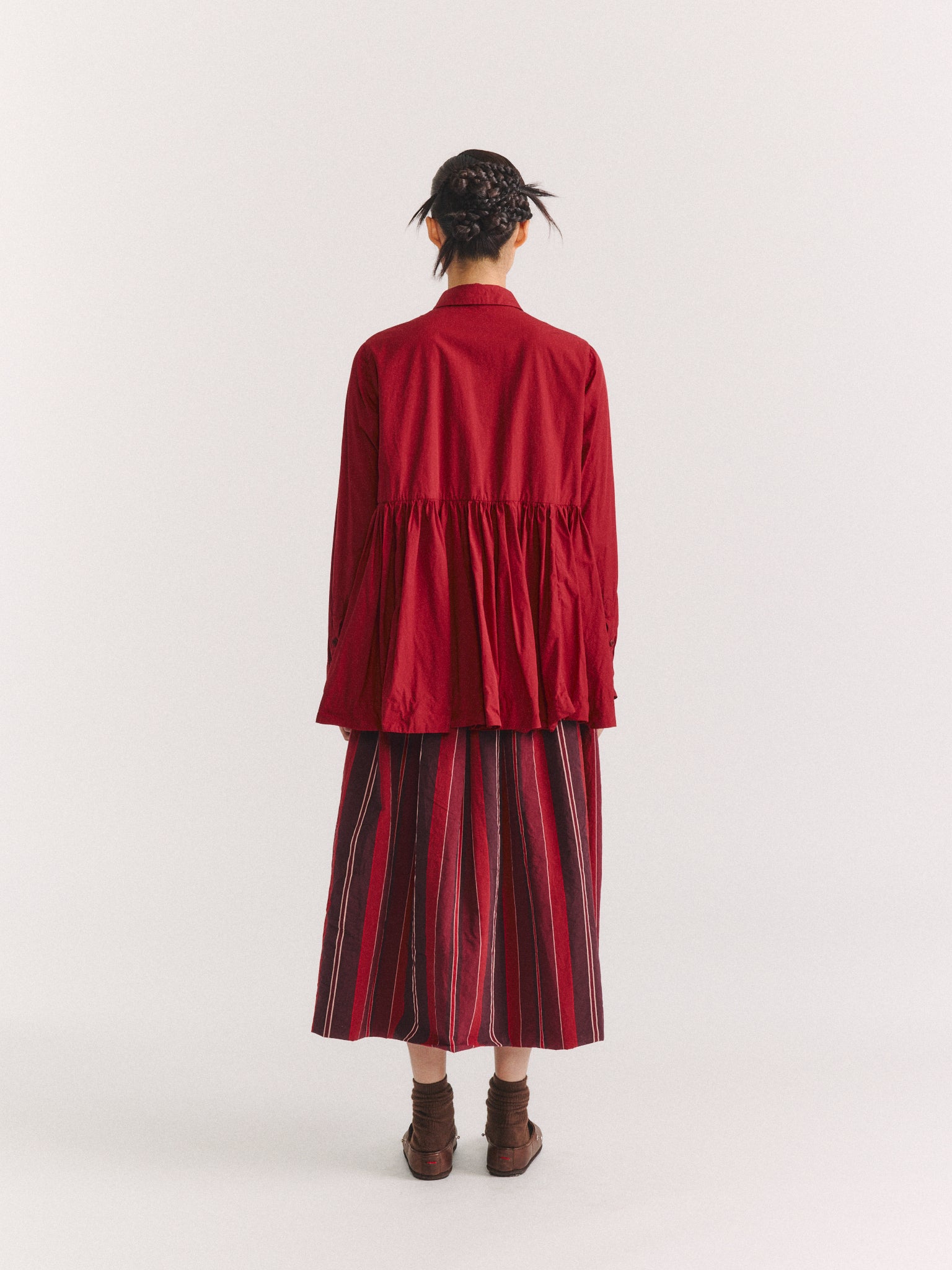 HALOE SHIRT - CHALK POPLIN - GARNET