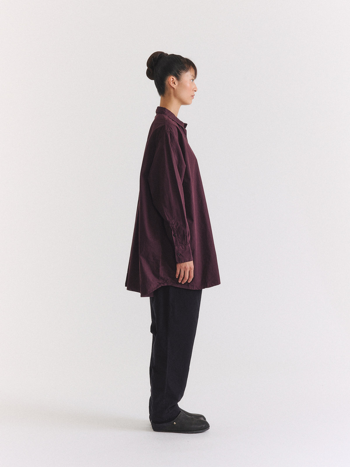 EIKO SHIRT - CHALK POPLIN - EBONY
