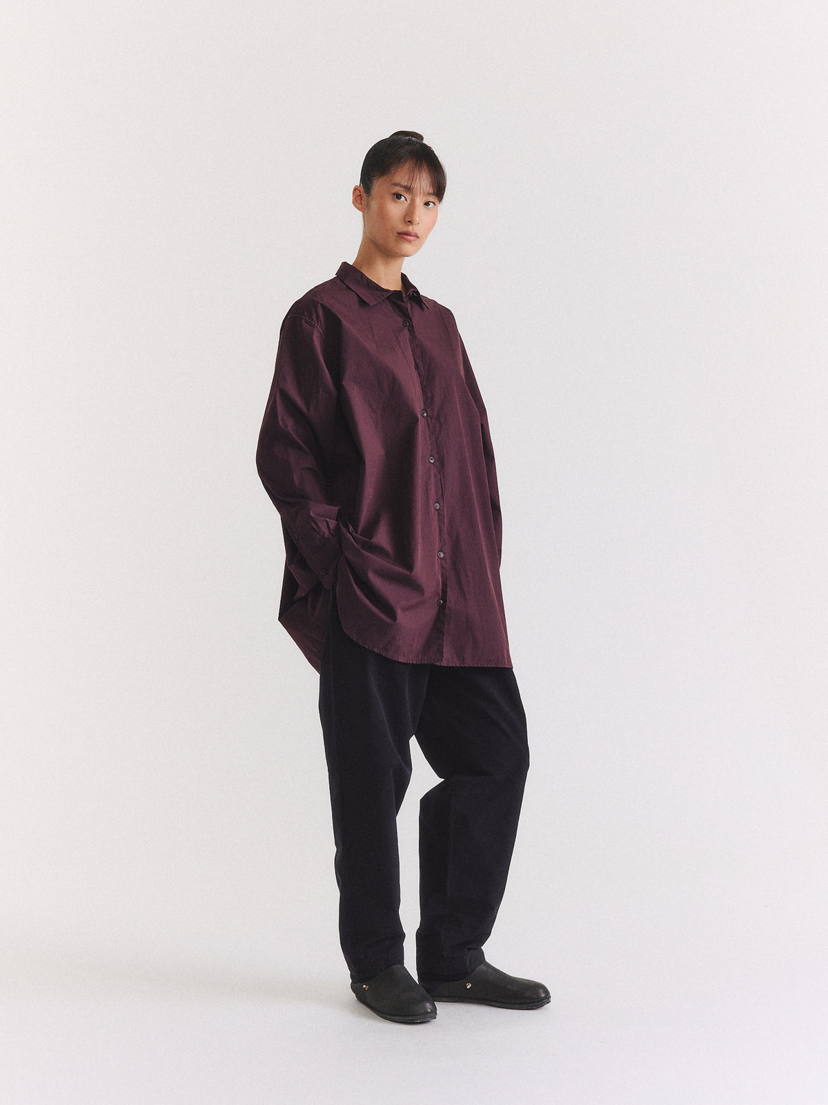 CHEMISE EIKO - POPELINE CHALK - ÉBÈNE