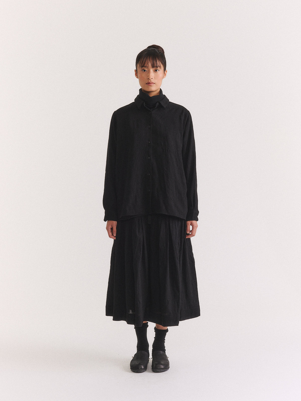 MARIA SHIRT - OPEN WEAVE - BLACK