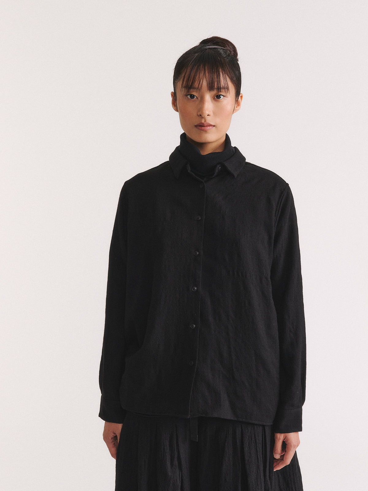 MARIA SHIRT - OPEN WEAVE - BLACK