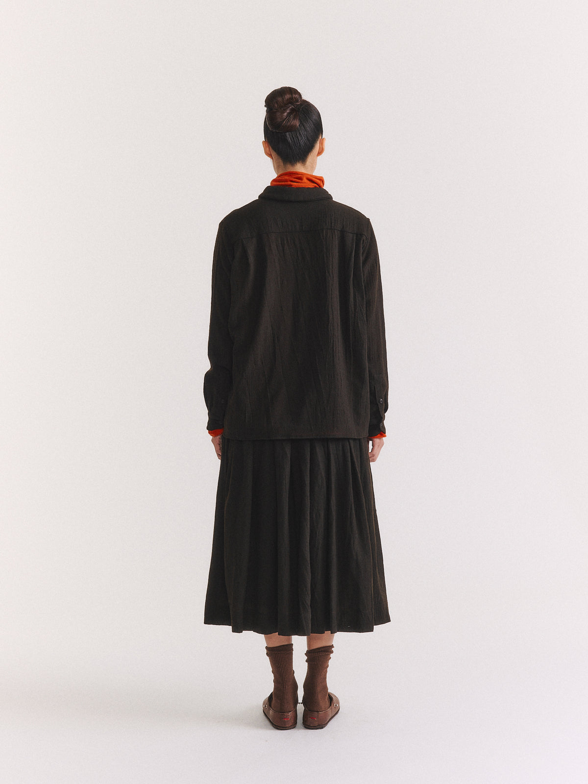 MARIA SHIRT - OPEN WEAVE - DARK BROWN
