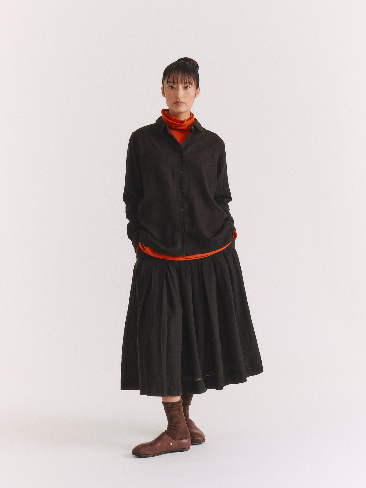 RIVA SKIRT - OPEN WEAVE - DARK BROWN