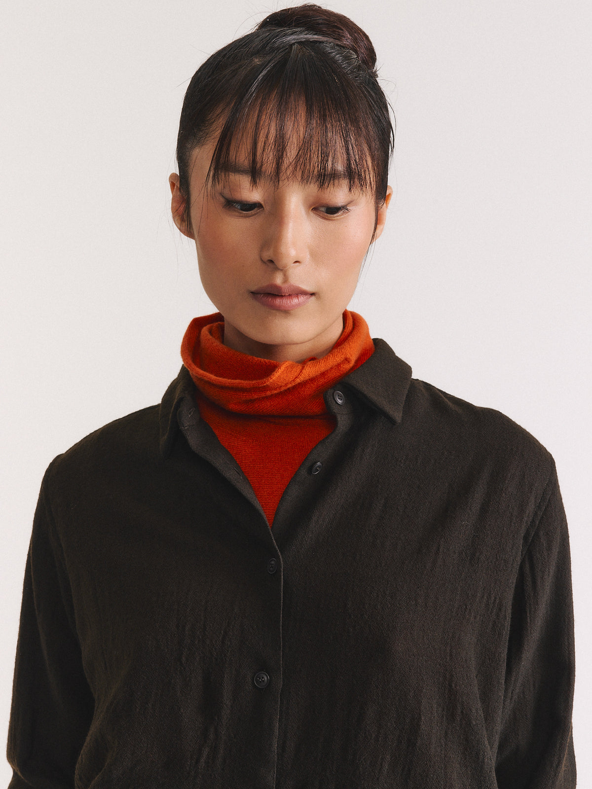 MARIA SHIRT - OPEN WEAVE - DARK BROWN