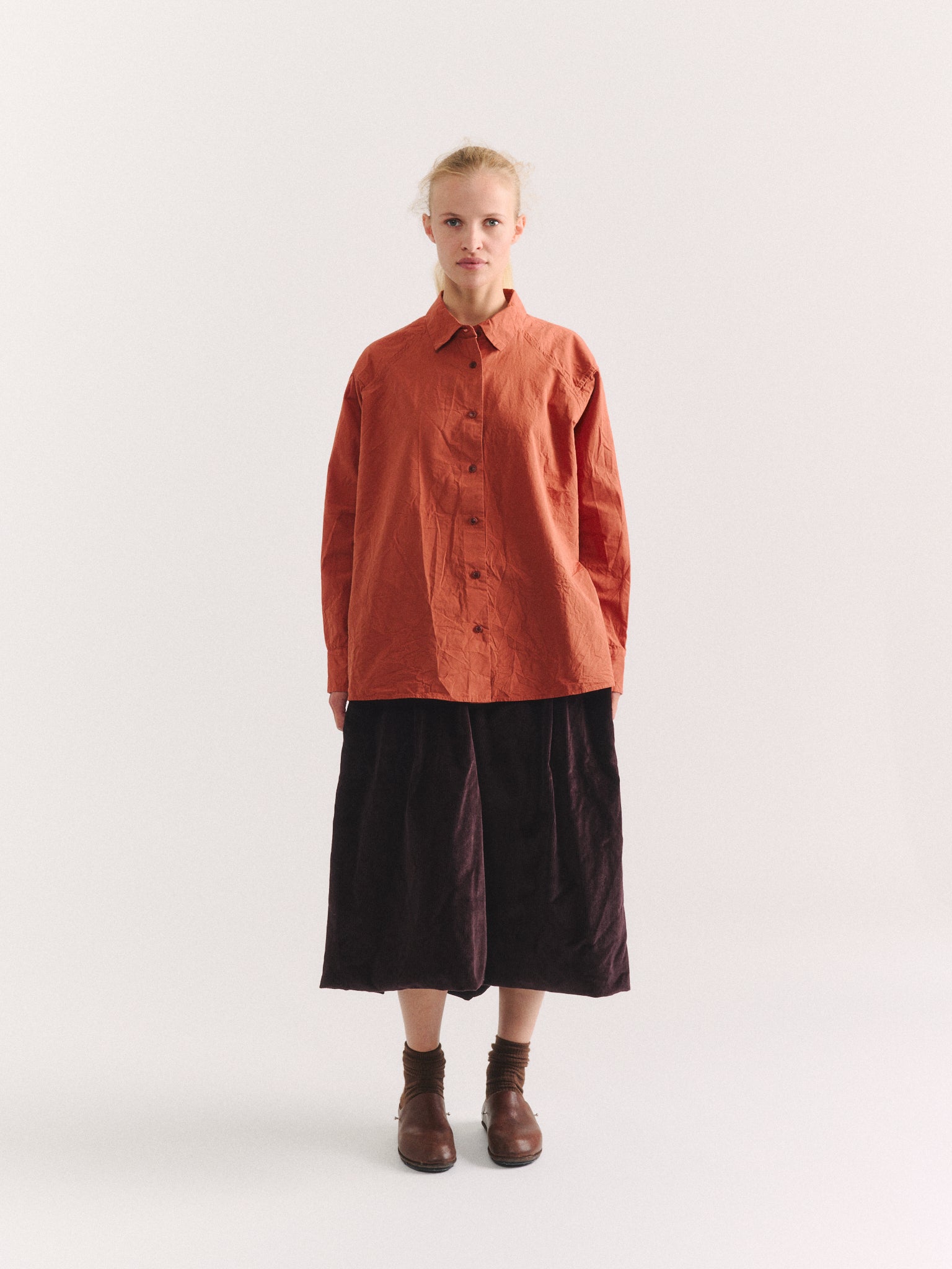 DRAYS TRAVAIL SHIRT - PAPER COT - BRICK