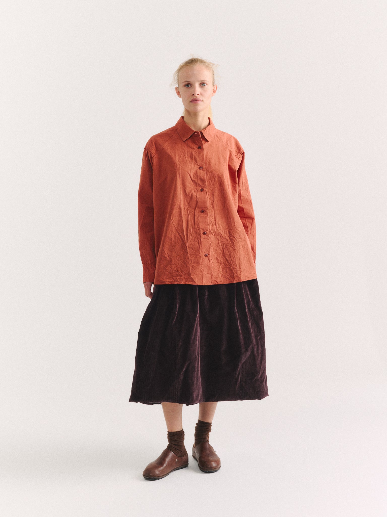 DRAYS TRAVAIL SHIRT - PAPER COT - BRICK