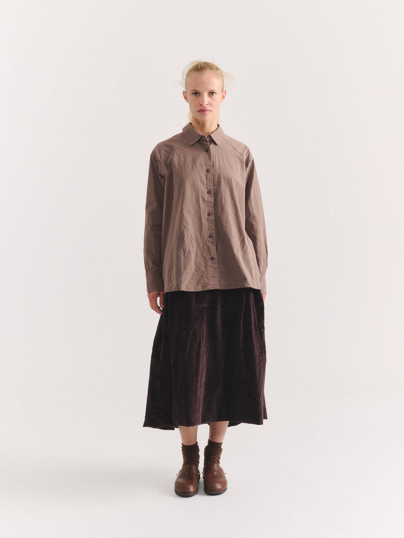 DRAYS TRAVAIL SHIRT - PAPER COT - CLAY