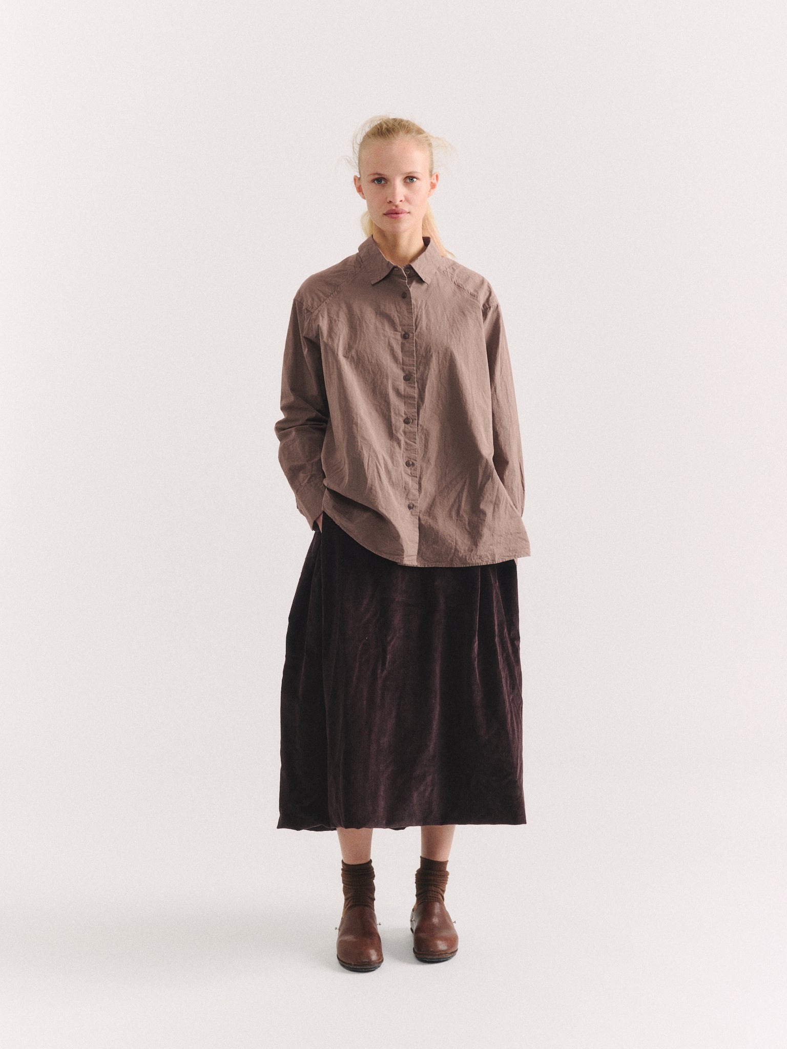 DRAYS TRAVAIL SHIRT - PAPER COT - CLAY
