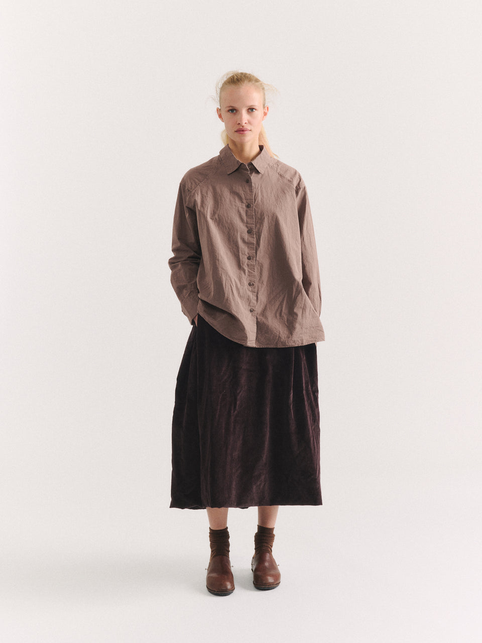 DRAYS TRAVAIL SHIRT - PAPER COT - CLAY