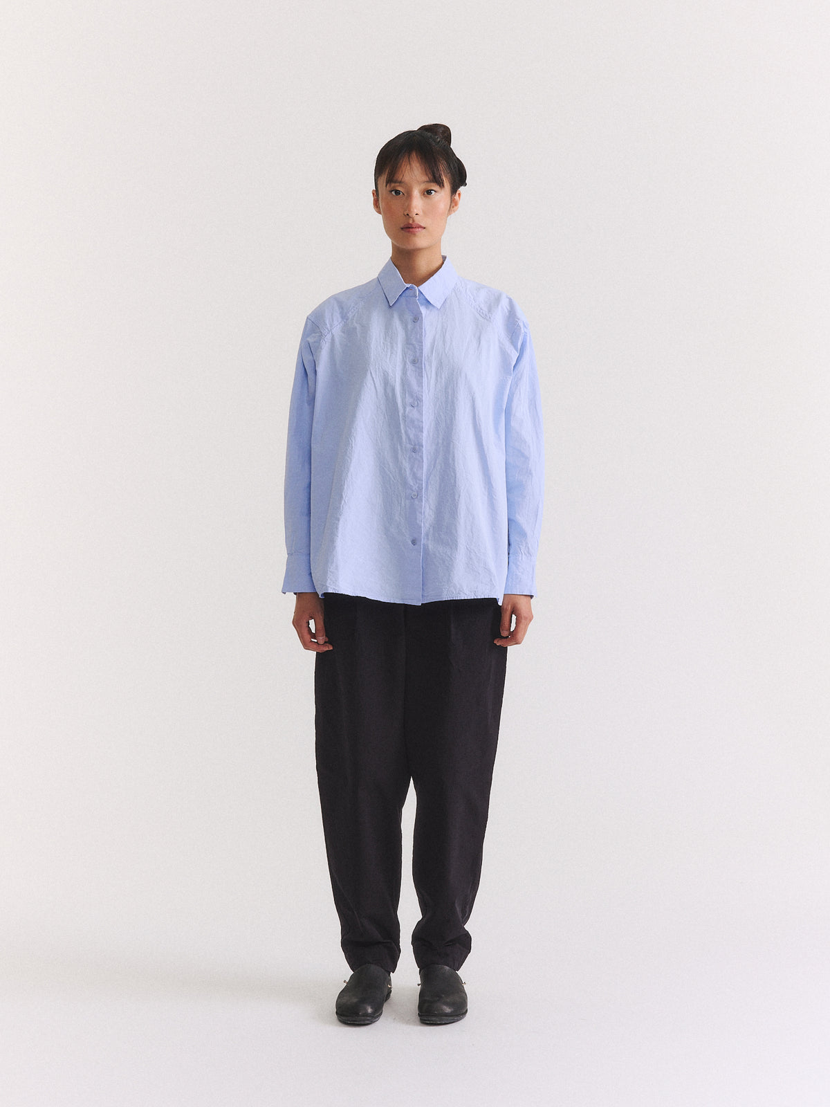 DRAYS TRAVAIL SHIRT - PAPER COT - GLACIER