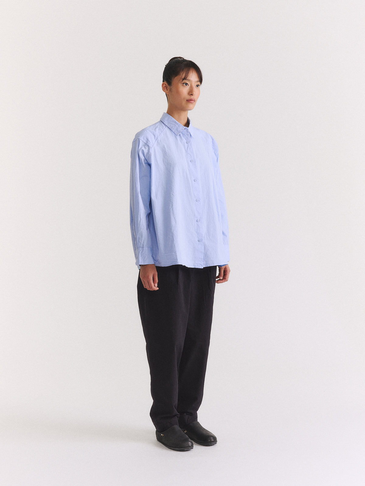 DRAYS TRAVAIL SHIRT - PAPER COT - GLACIER