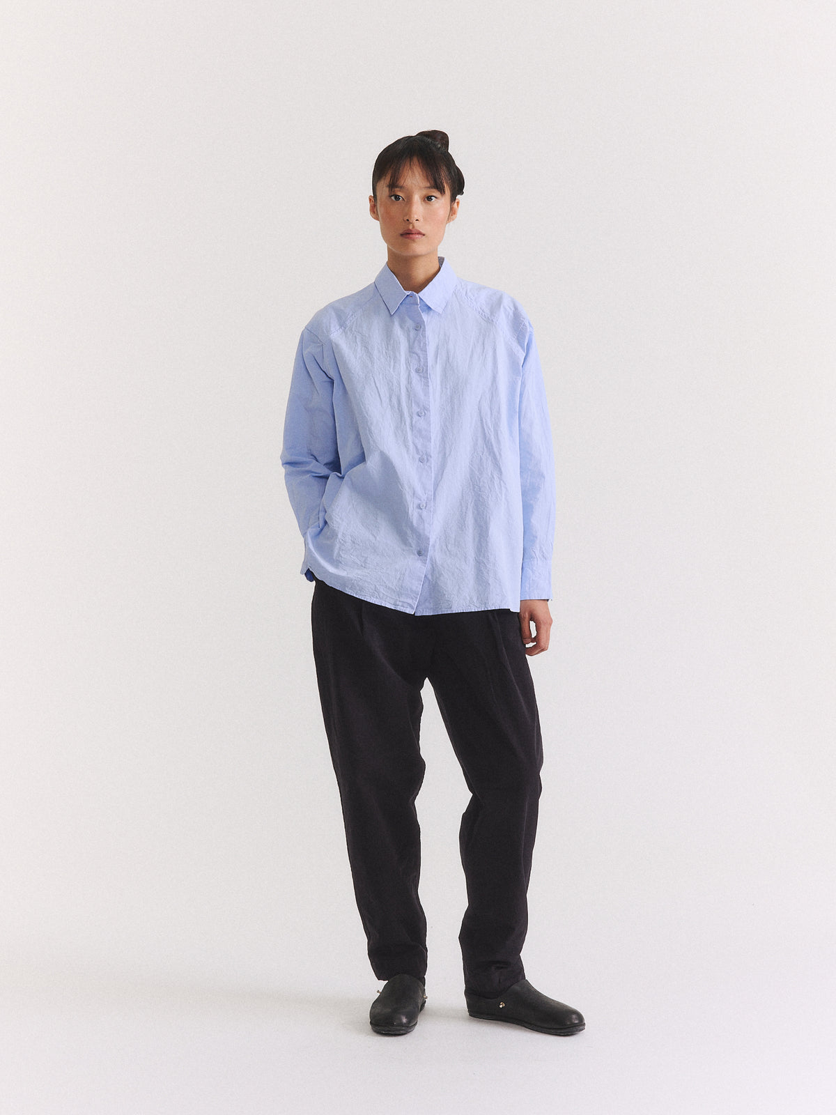 DRAYS TRAVAIL SHIRT - PAPER COT - GLACIER