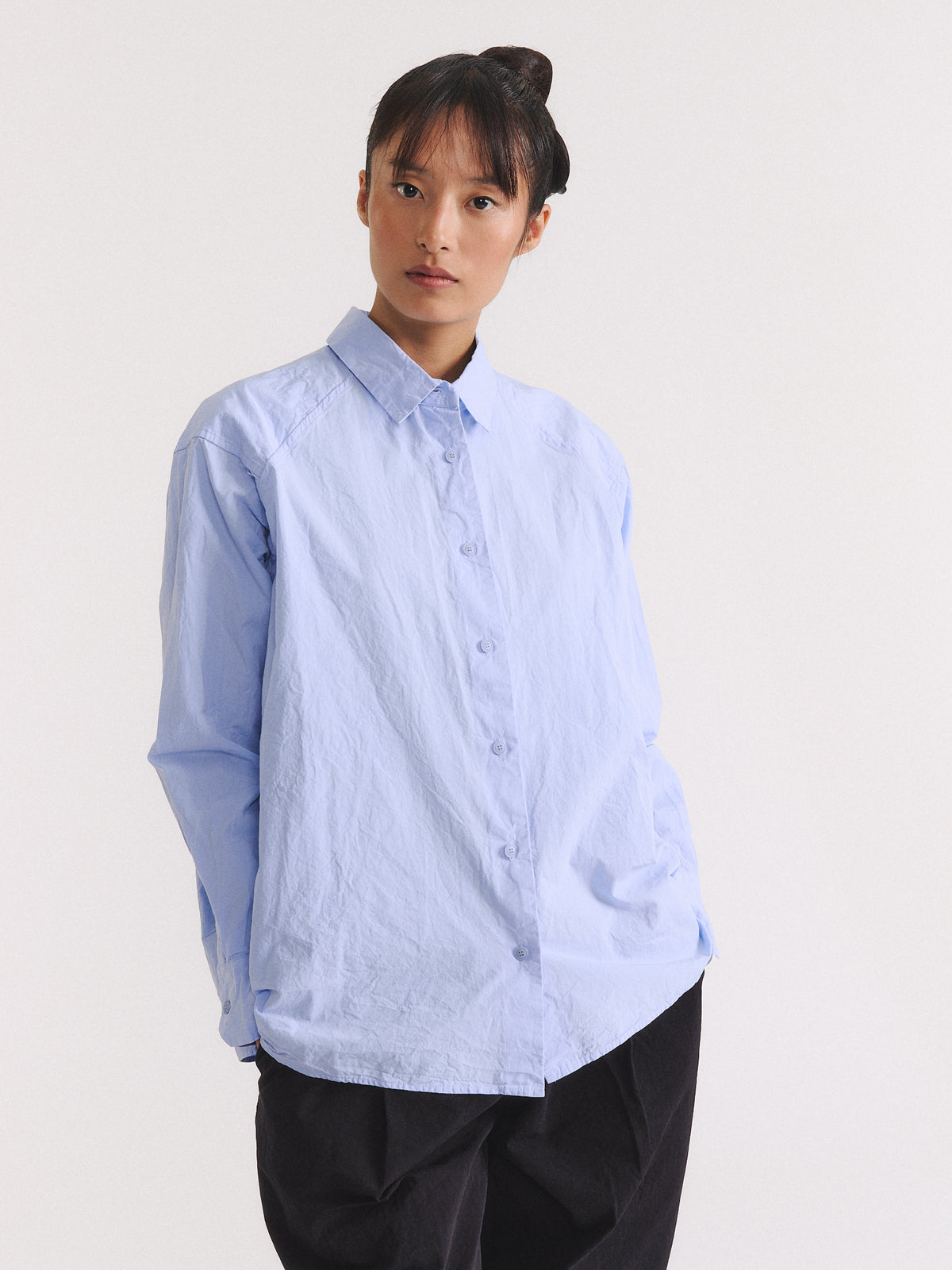 DRAYS TRAVAIL SHIRT - PAPER COT - GLACIER