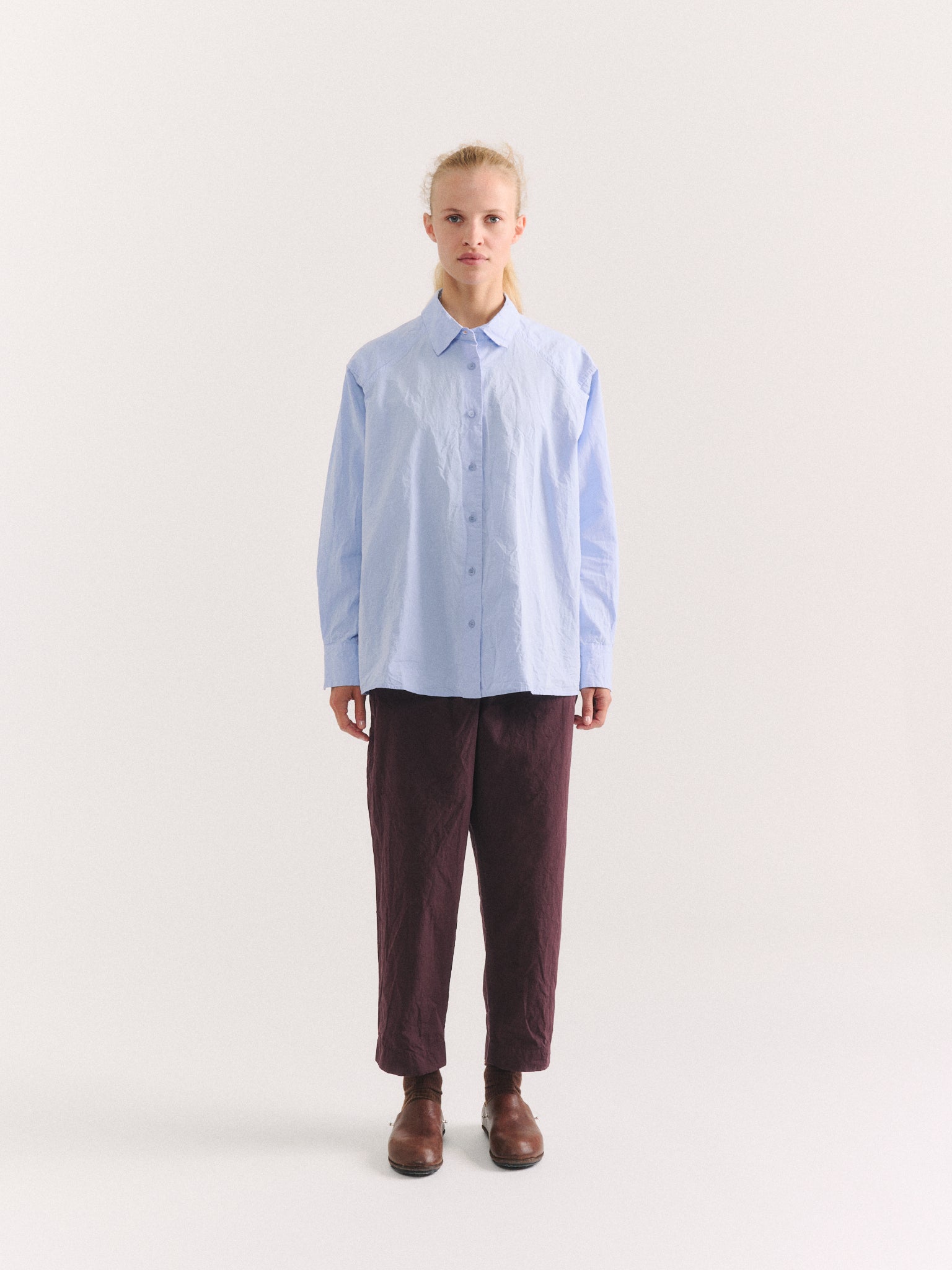 DRAYS TRAVAIL SHIRT - PAPER COT - GLACIER