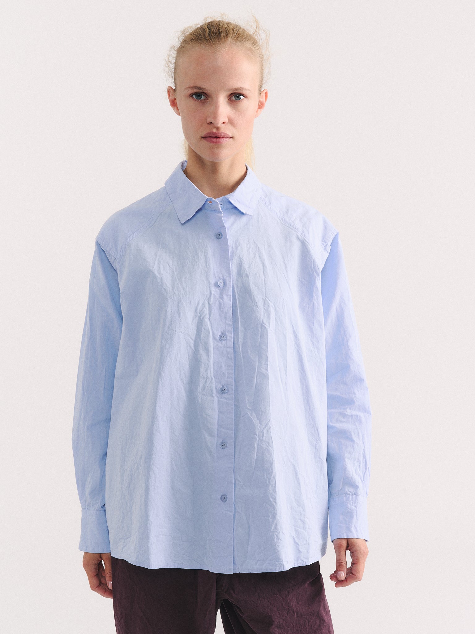 DRAYS TRAVAIL SHIRT - PAPER COT - GLACIER