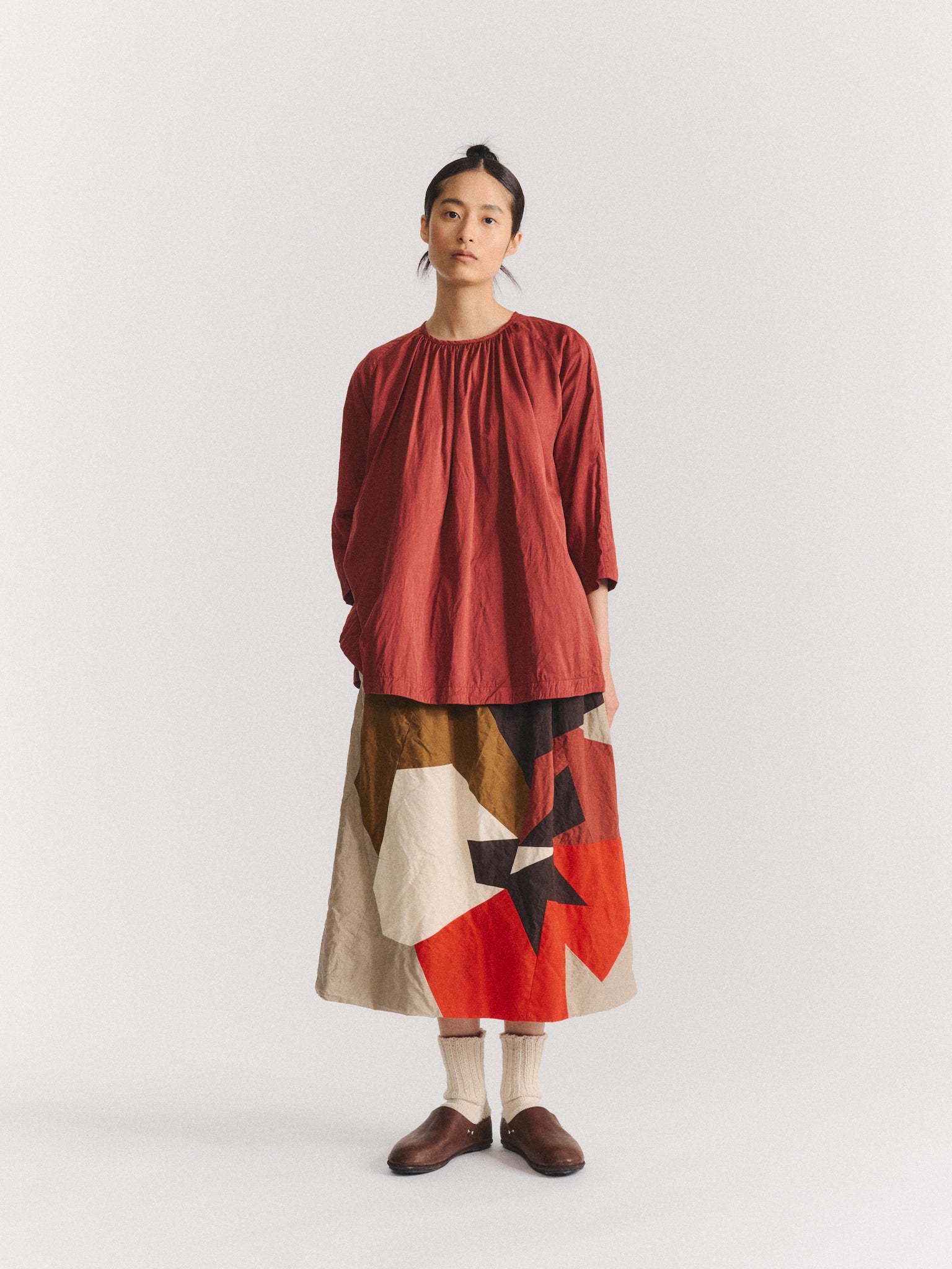 FLORAL PATCHWORK SKIRT - L WAX - MIXED COLORS