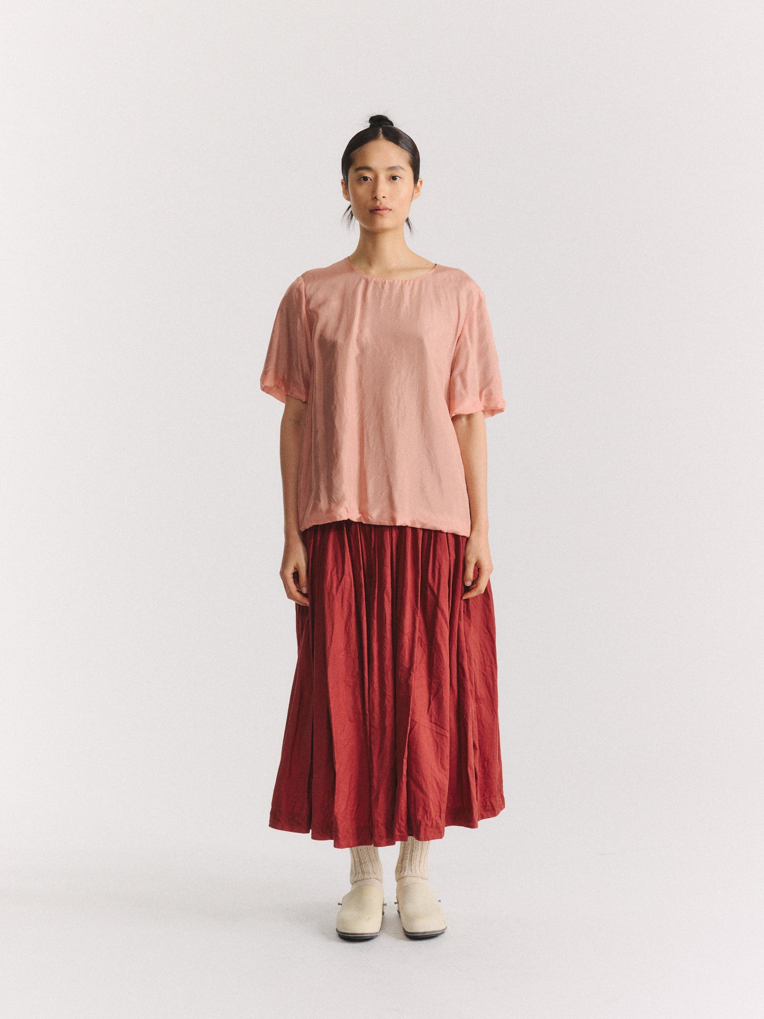 2 LAYERS TOP - L-SILK - OLD PINK