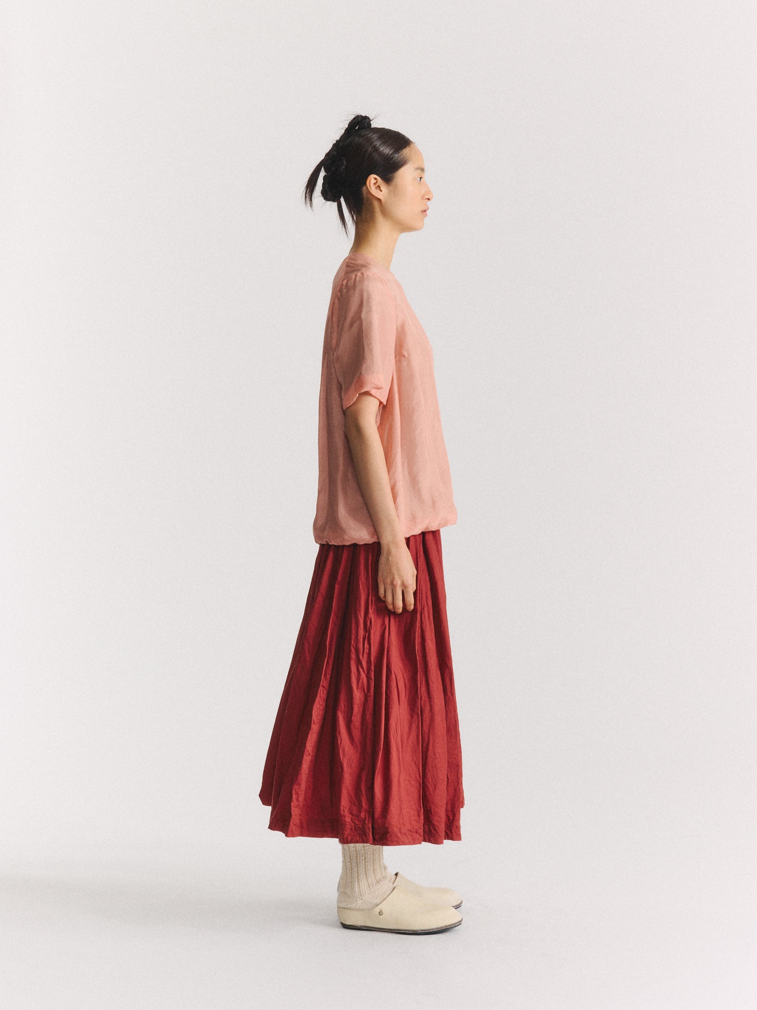2 LAYERS TOP - L-SILK - OLD PINK