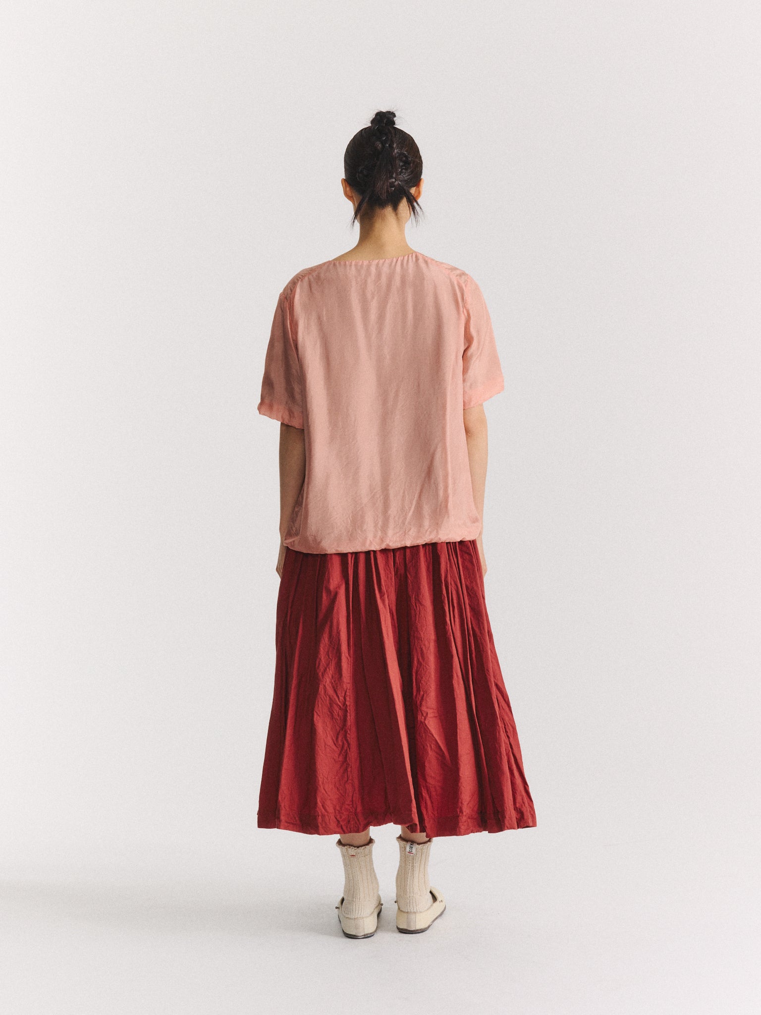 2 LAYERS TOP - L-SILK - OLD PINK