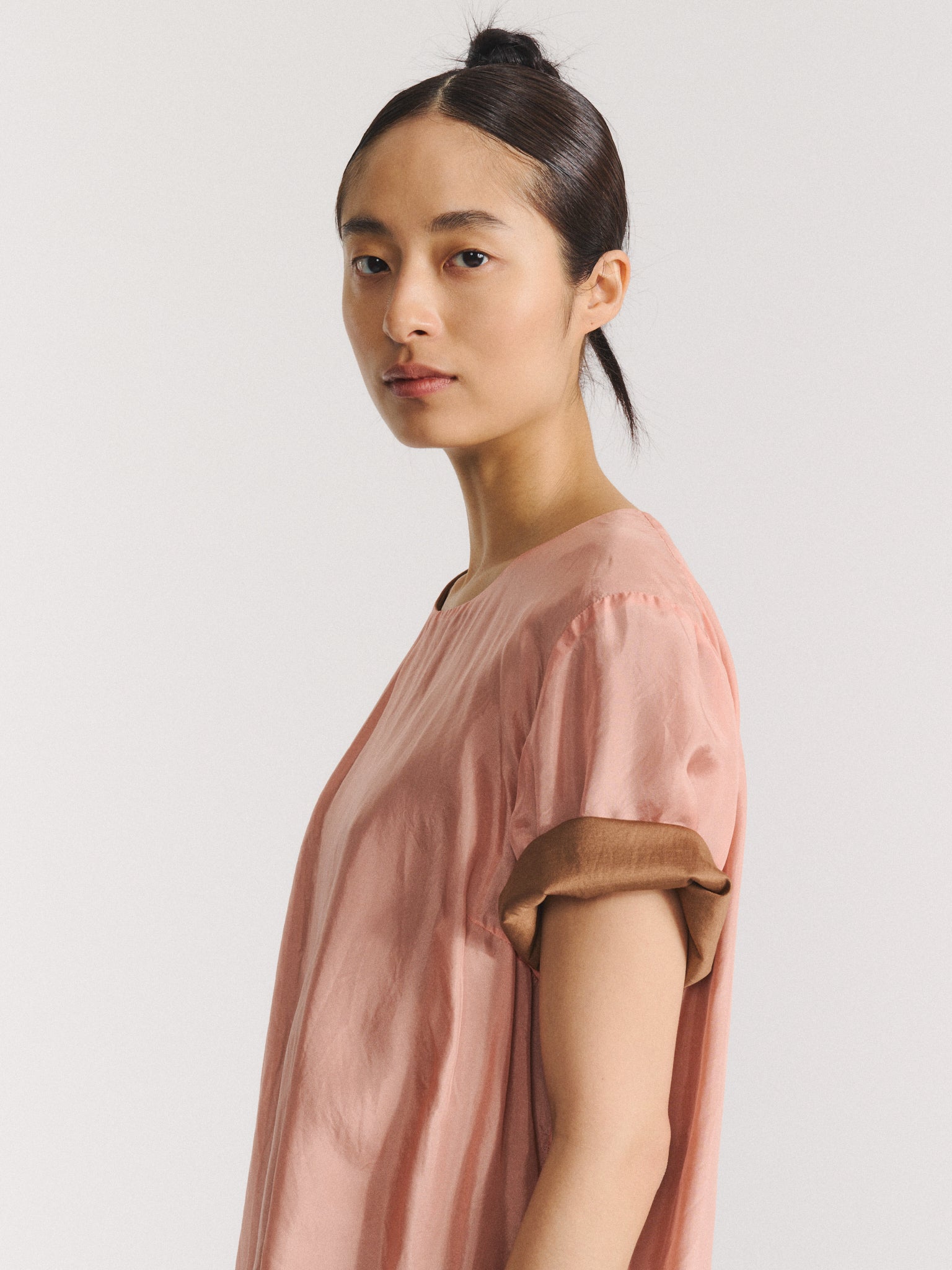 2 LAYERS TOP - L-SILK - OLD PINK