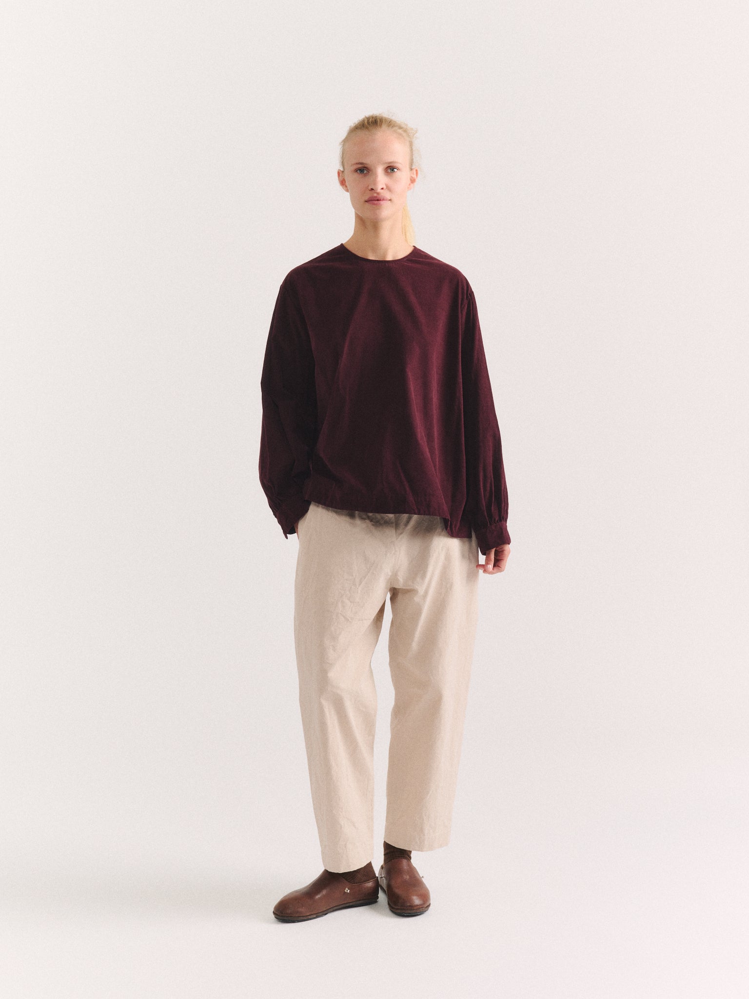 BIGGY TOP  - PIN CORD - BURGUNDY