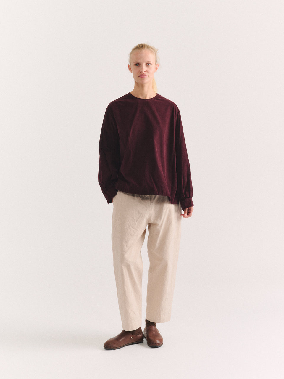 BIGGY TOP  - PIN CORD - BURGUNDY
