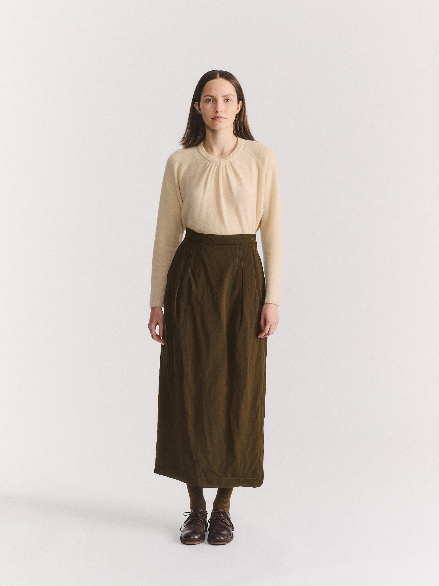 AURELIE SKIRT - DRY WOOL - KHAKI