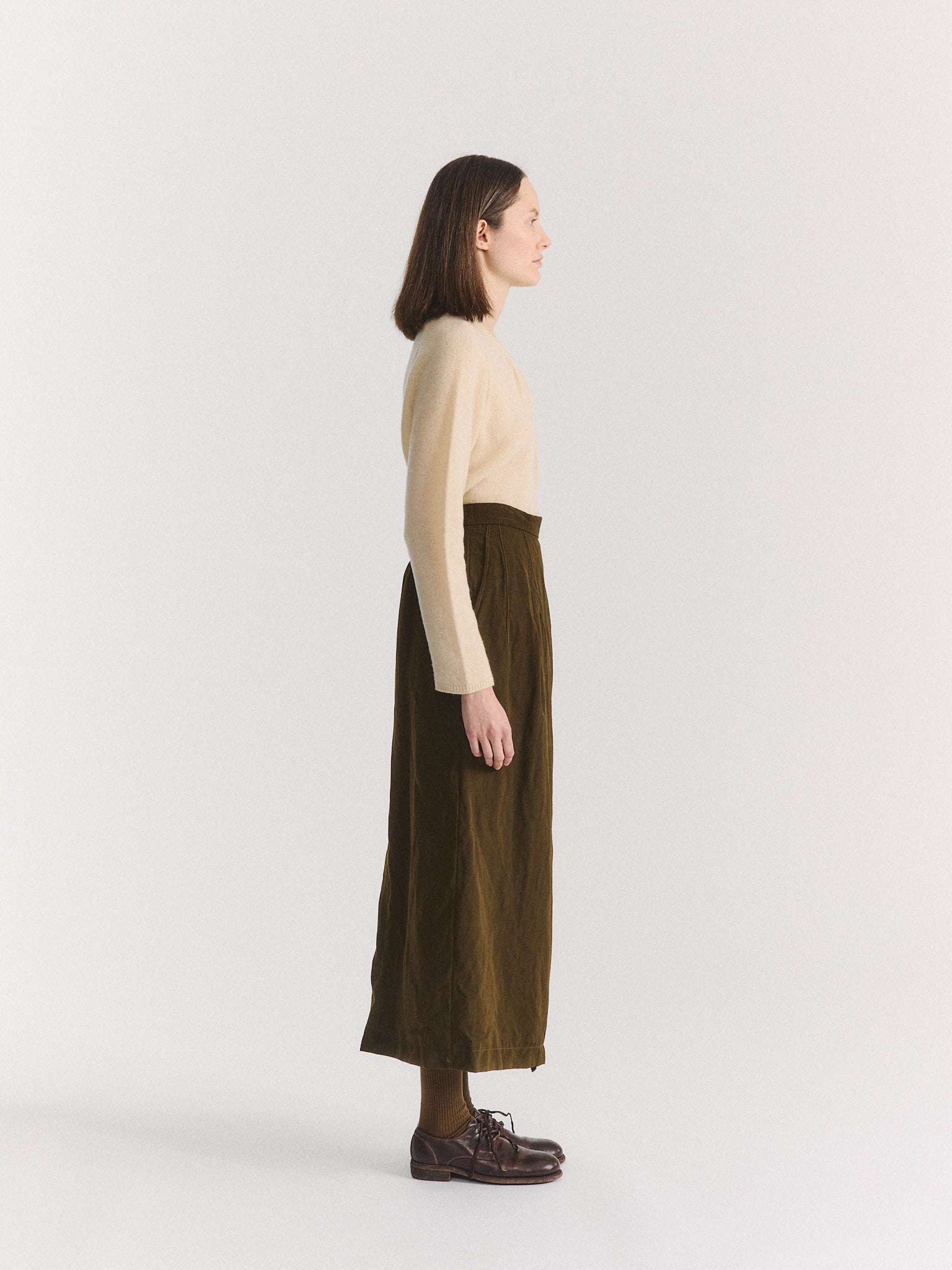 AURELIE SKIRT - DRY WOOL - KHAKI