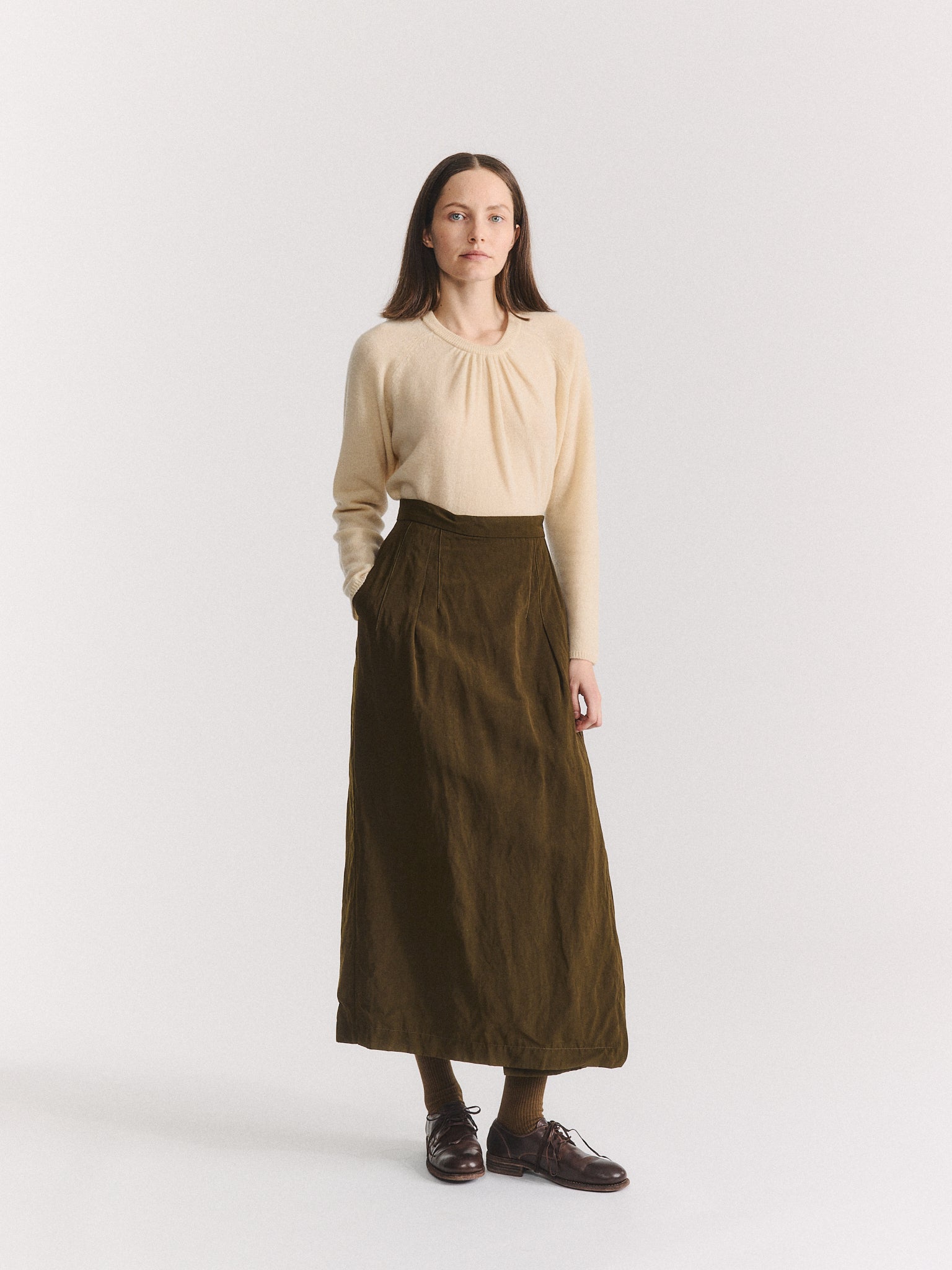 AURELIE SKIRT - DRY WOOL - KHAKI