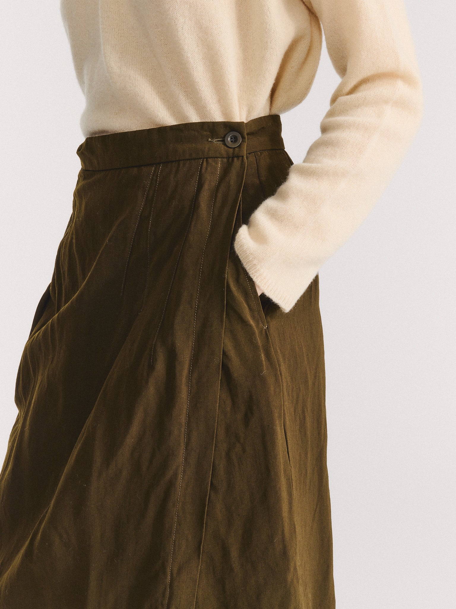 AURELIE SKIRT - DRY WOOL - KHAKI