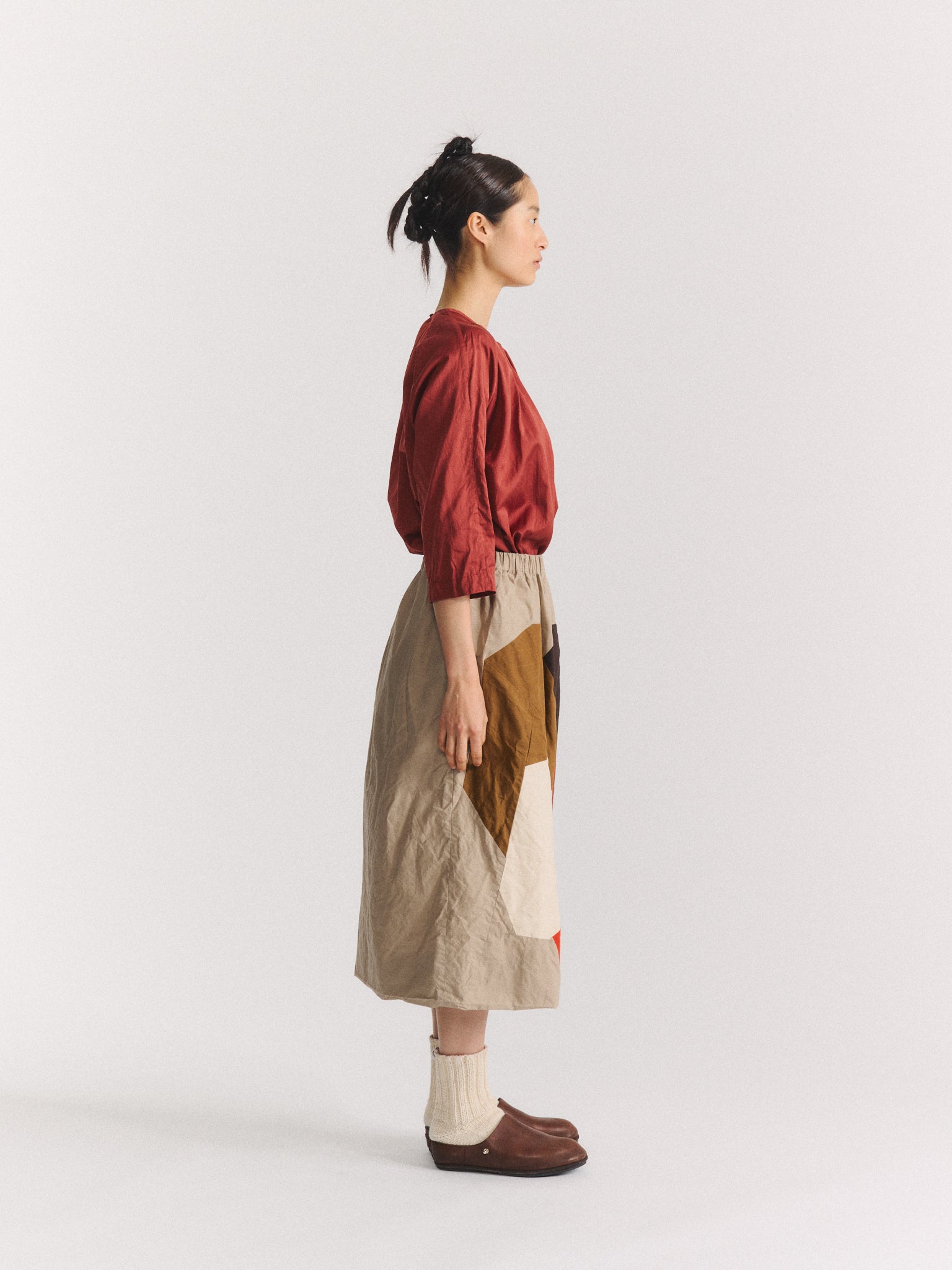 FLORAL PATCHWORK SKIRT - L WAX - MIXED COLORS