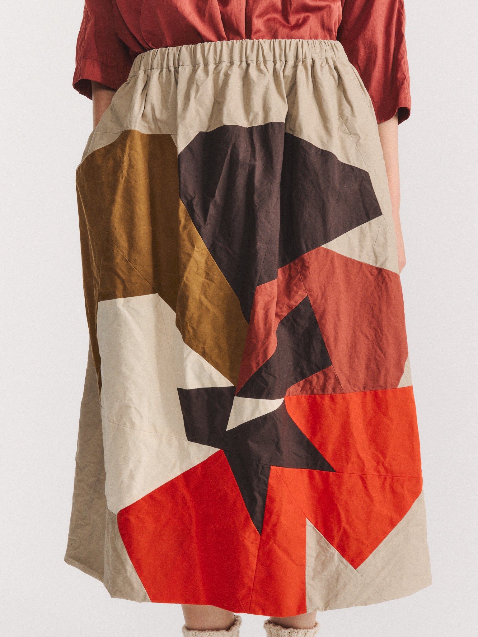 FLORAL PATCHWORK SKIRT - L WAX - MIXED COLORS