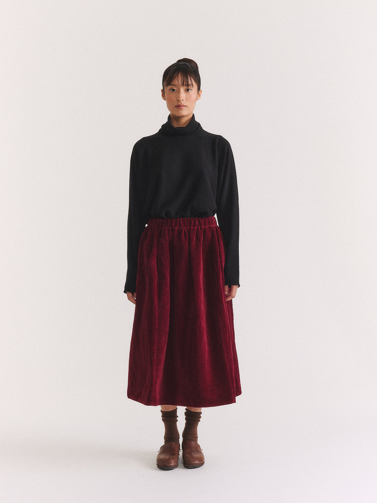 GHOSTY SKIRT - MID VELVET - PRUNE