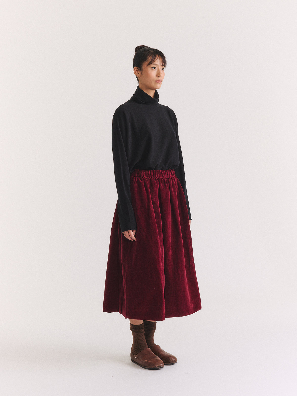 GHOSTY SKIRT - MID VELVET - PRUNE