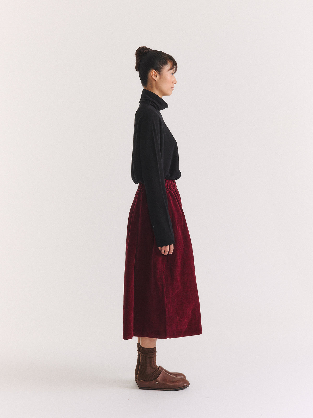 GHOSTY SKIRT - MID VELVET - PRUNE