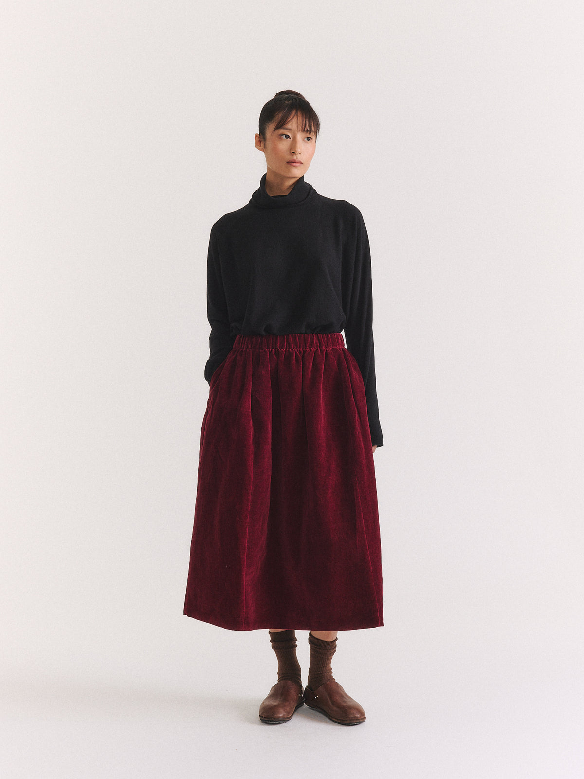 GHOSTY SKIRT - MID VELVET - PRUNE