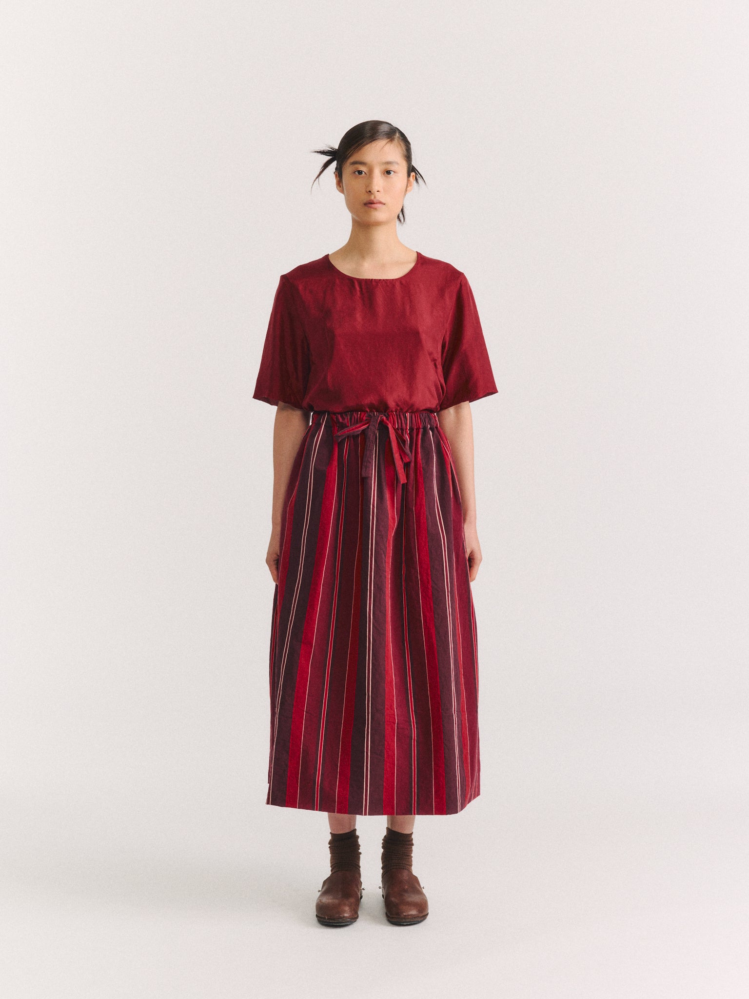 JENNIE SKIRT - PAPER COT STRIPE - REDS STRIPES