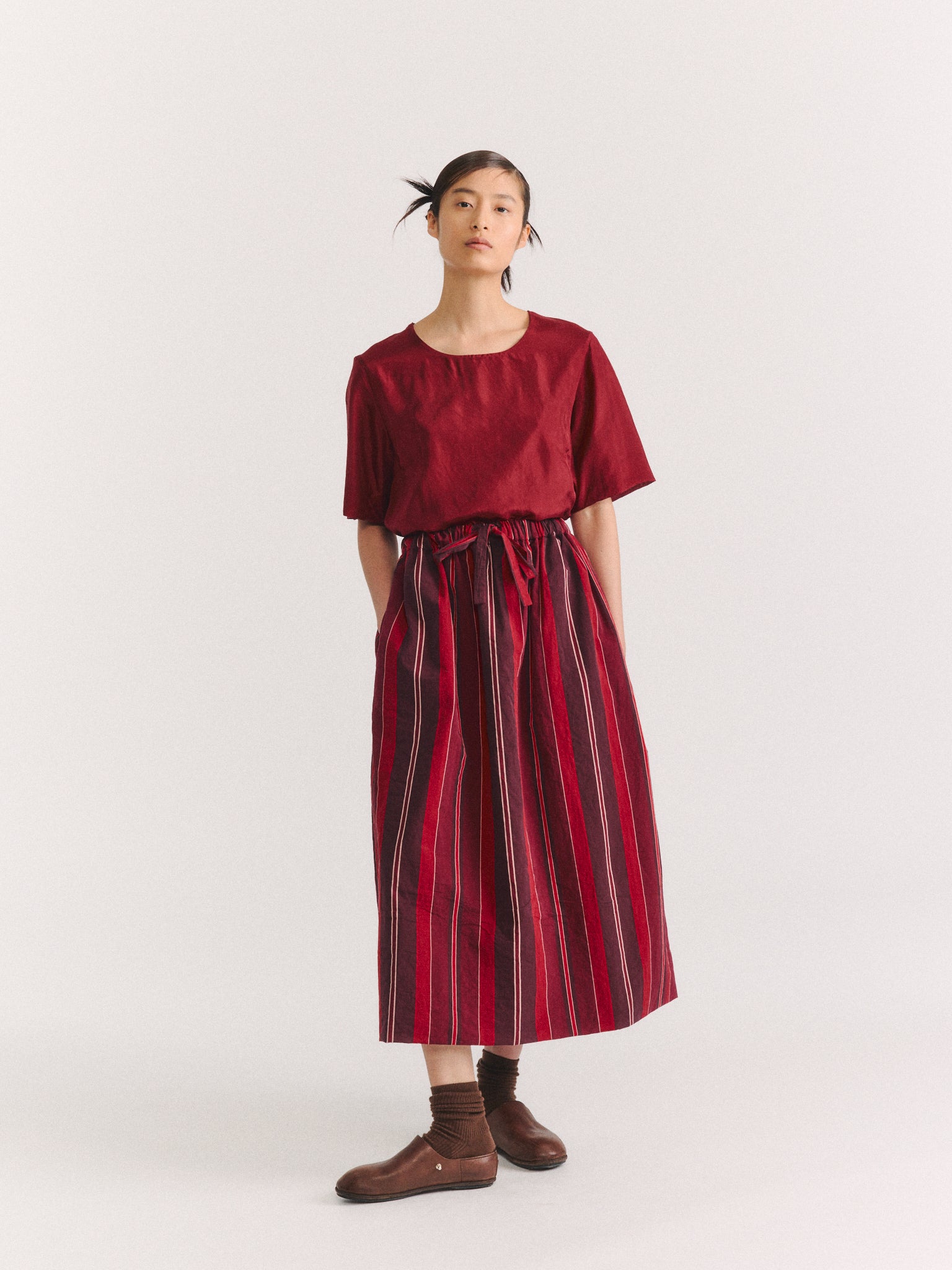 JENNIE SKIRT - PAPER COT STRIPE - REDS STRIPES