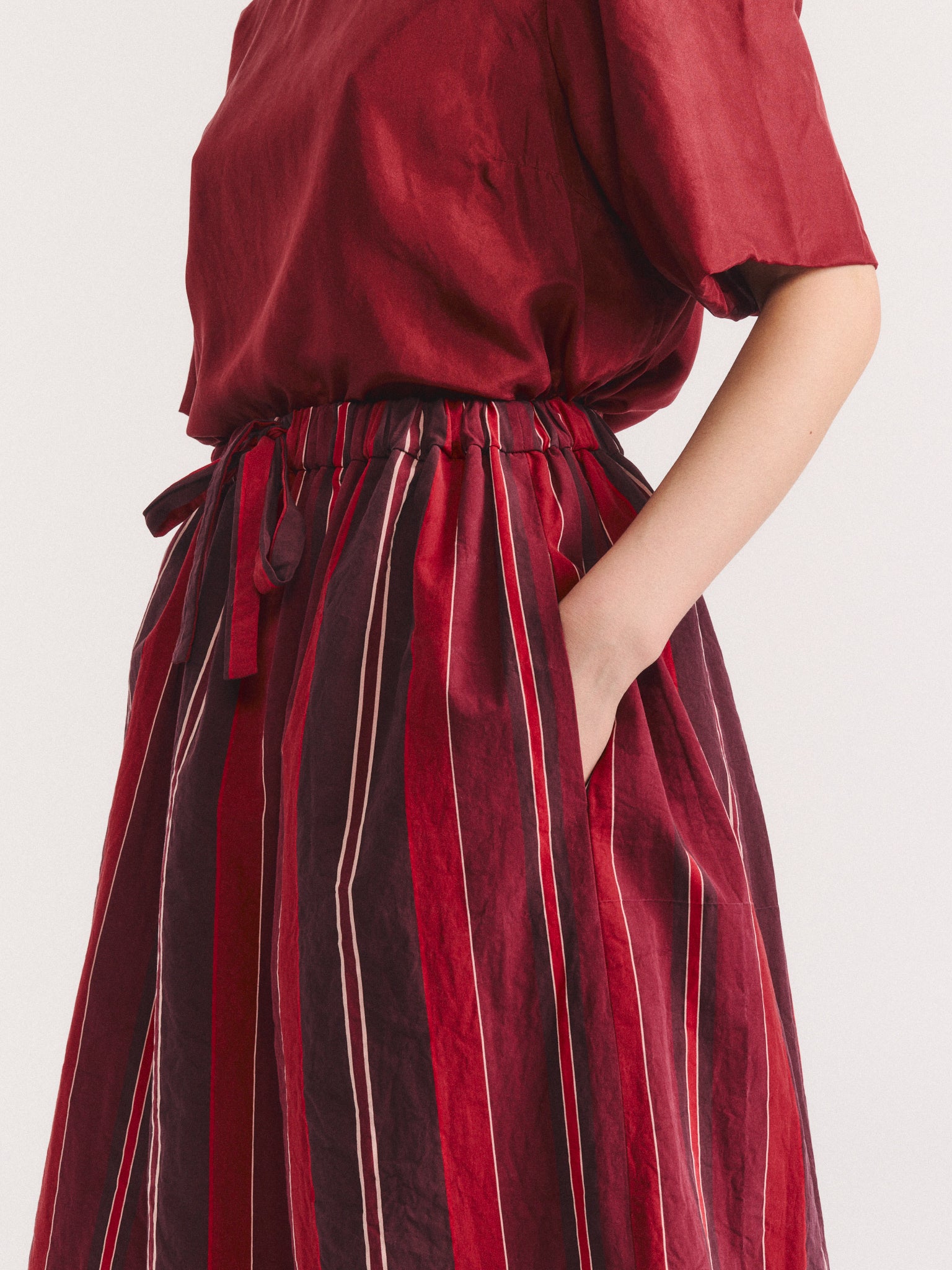 JENNIE SKIRT - PAPER COT STRIPE - REDS STRIPES