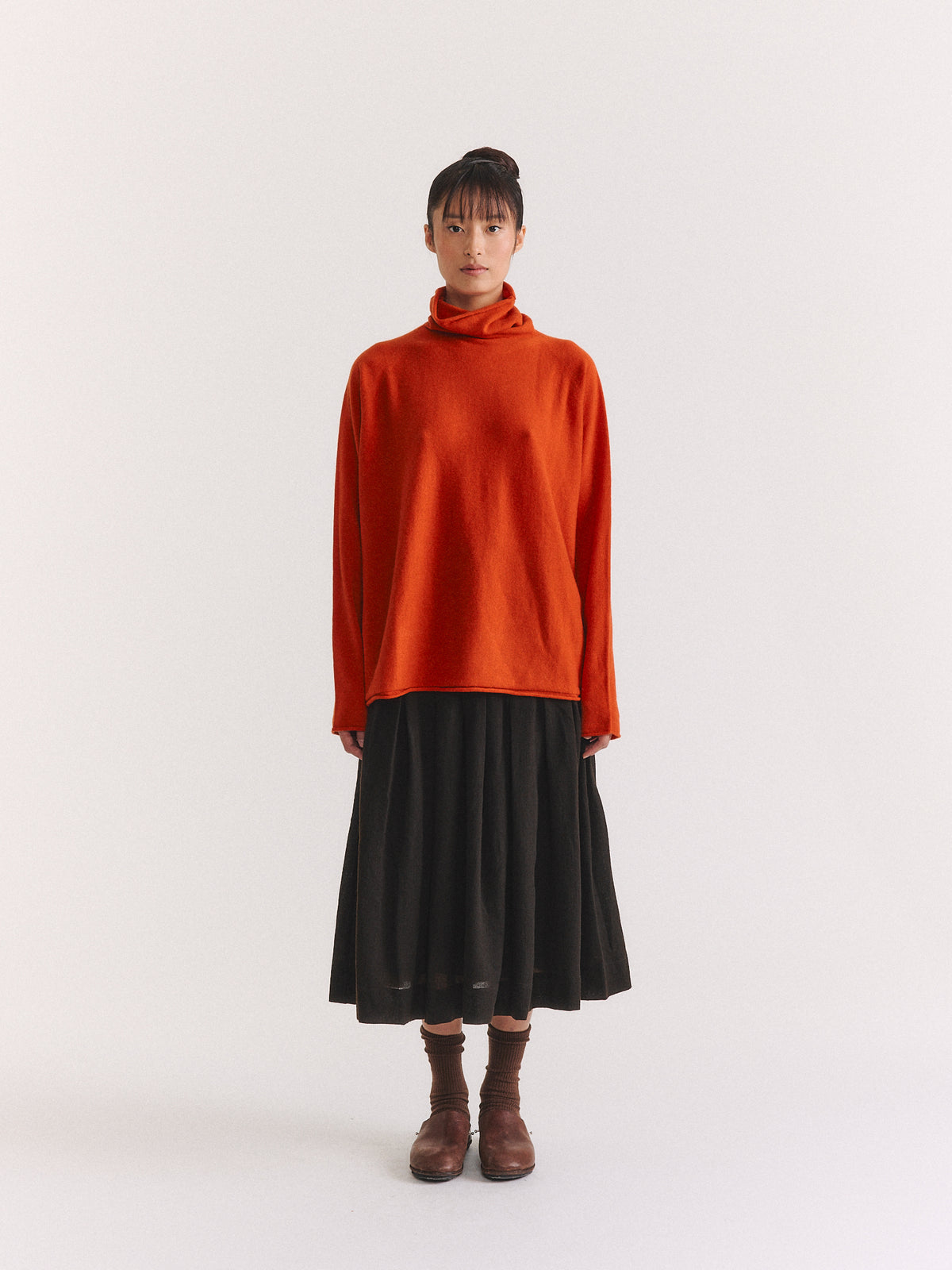PULL CHEMINÉE SEAMLESS - CACHEMIRE - ORANGE