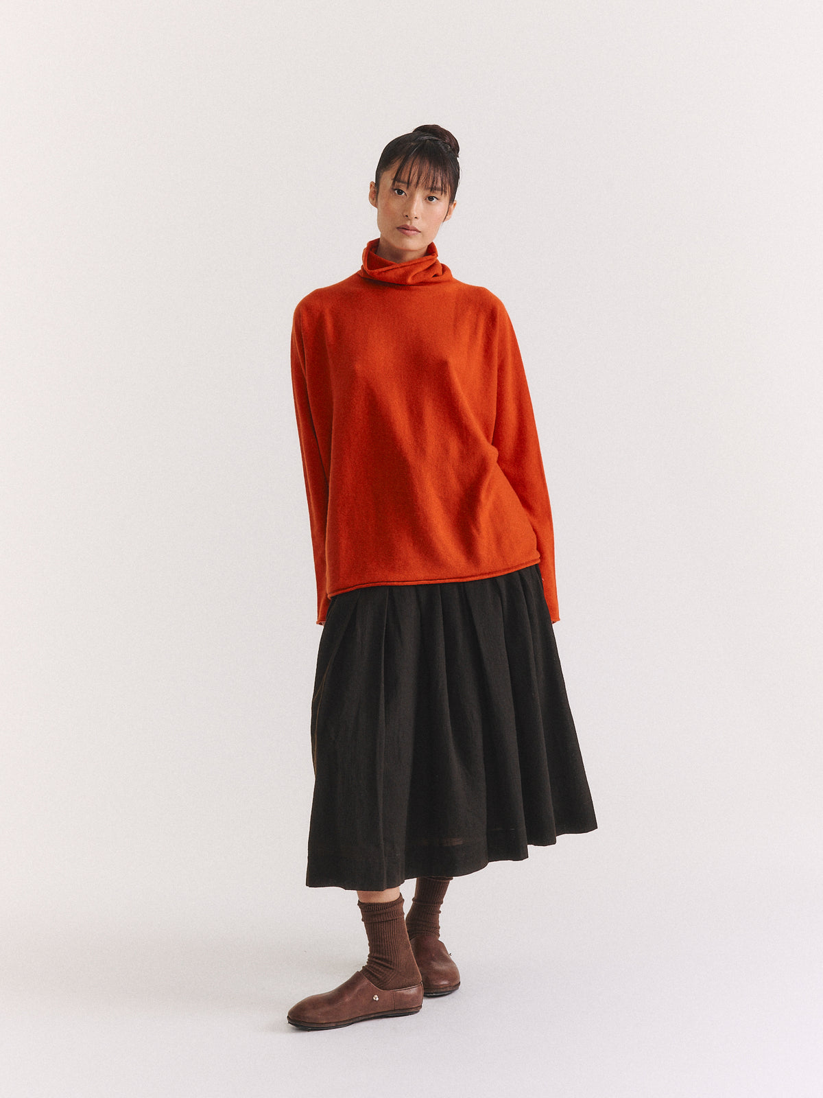PULL CHEMINÉE SEAMLESS - CACHEMIRE - ORANGE