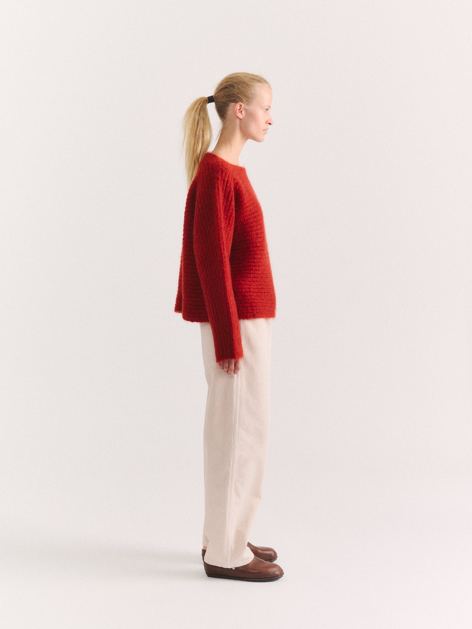 PULL DOUX EN MOHAIR - MOHWOOL - ROUILLE