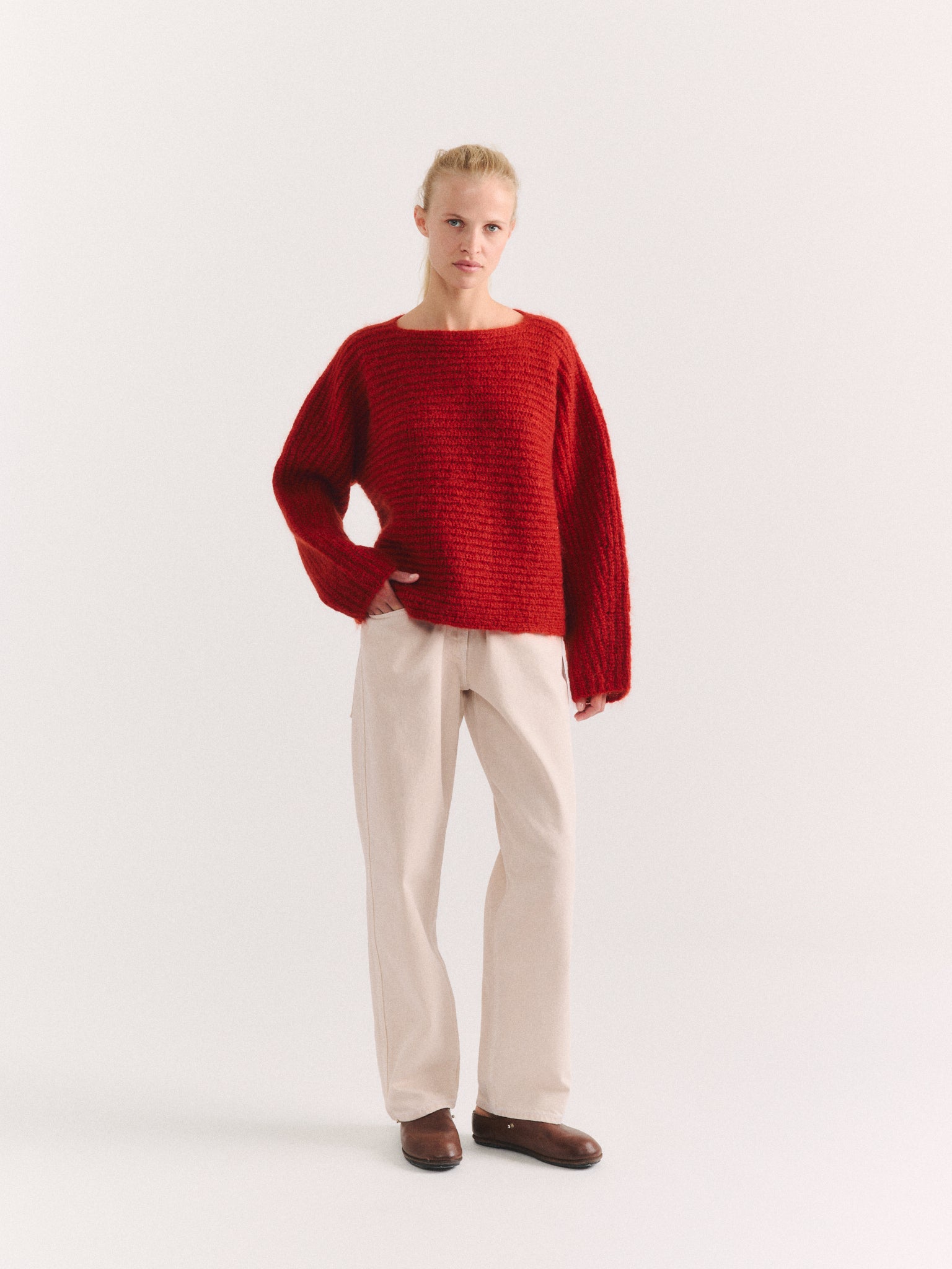 PULL DOUX EN MOHAIR - MOHWOOL - ROUILLE