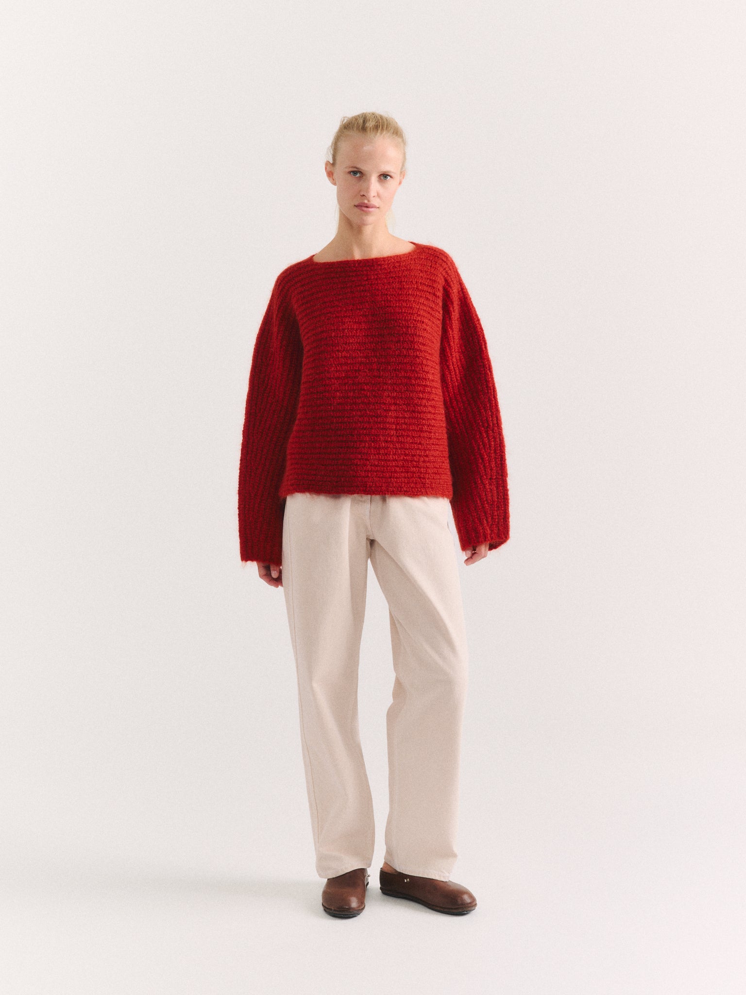 PULL DOUX EN MOHAIR - MOHWOOL - ROUILLE